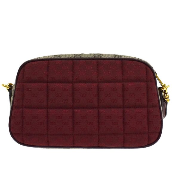 GUCCI Marmont GG Pattern Shoulder Bag Supreme Leather Canvas Brown Red - Picture 3 of 15